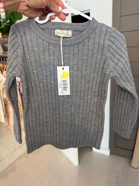 Rylee + Cru Girls' Ribbed Crewneck Sweater in Heather Gray